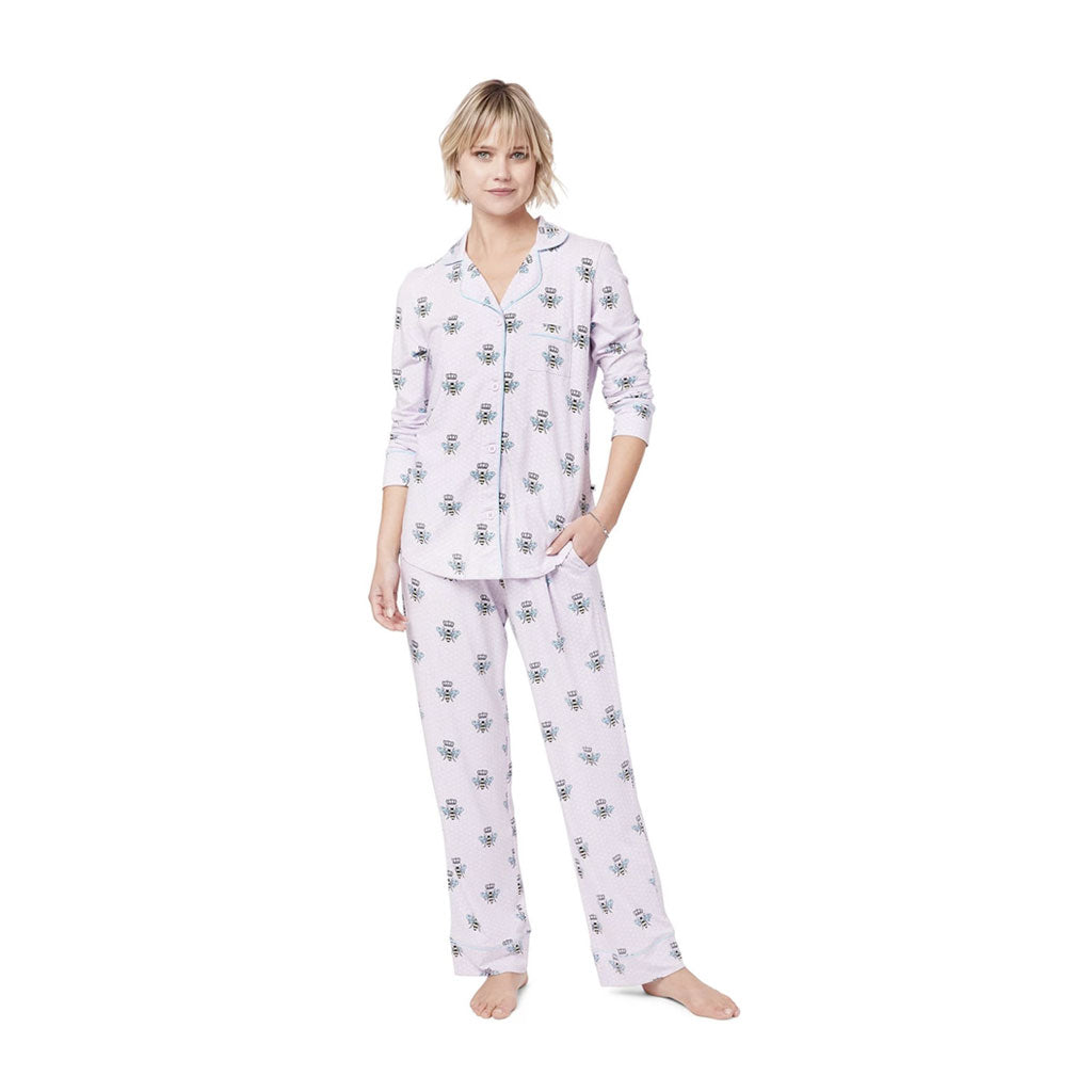 Cat's Pajamas - Queen Bee Lavender Pima Knit Pajamas