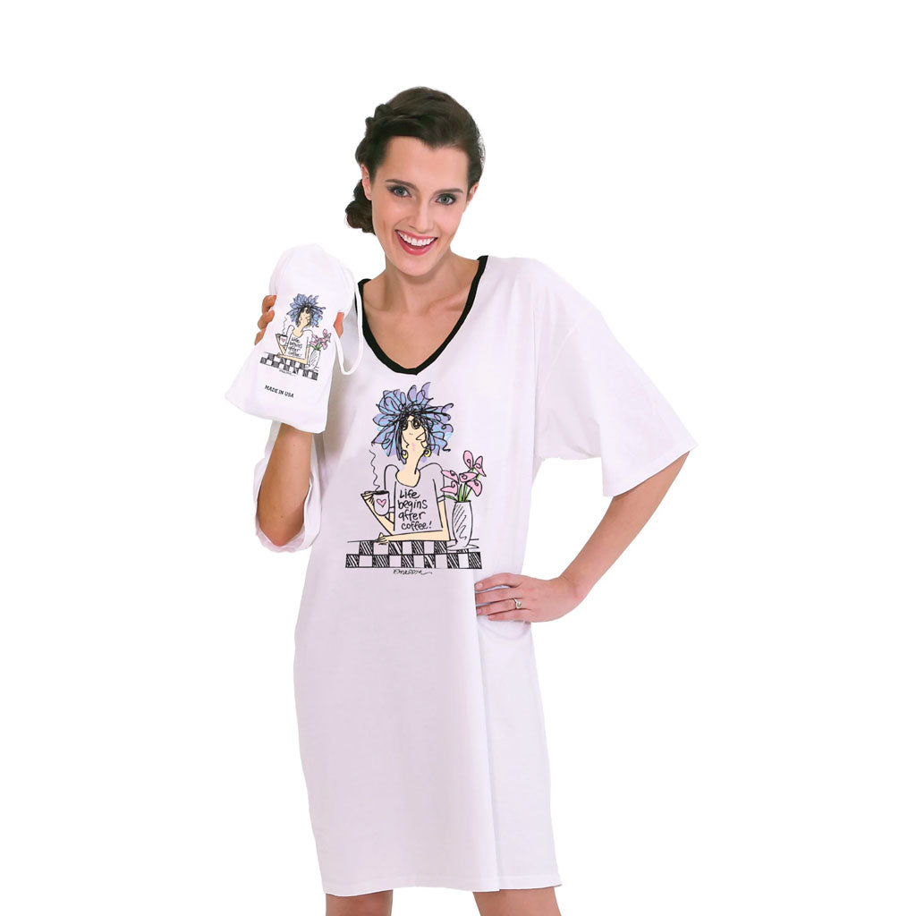 Nightshirt Life Begins With Coffee