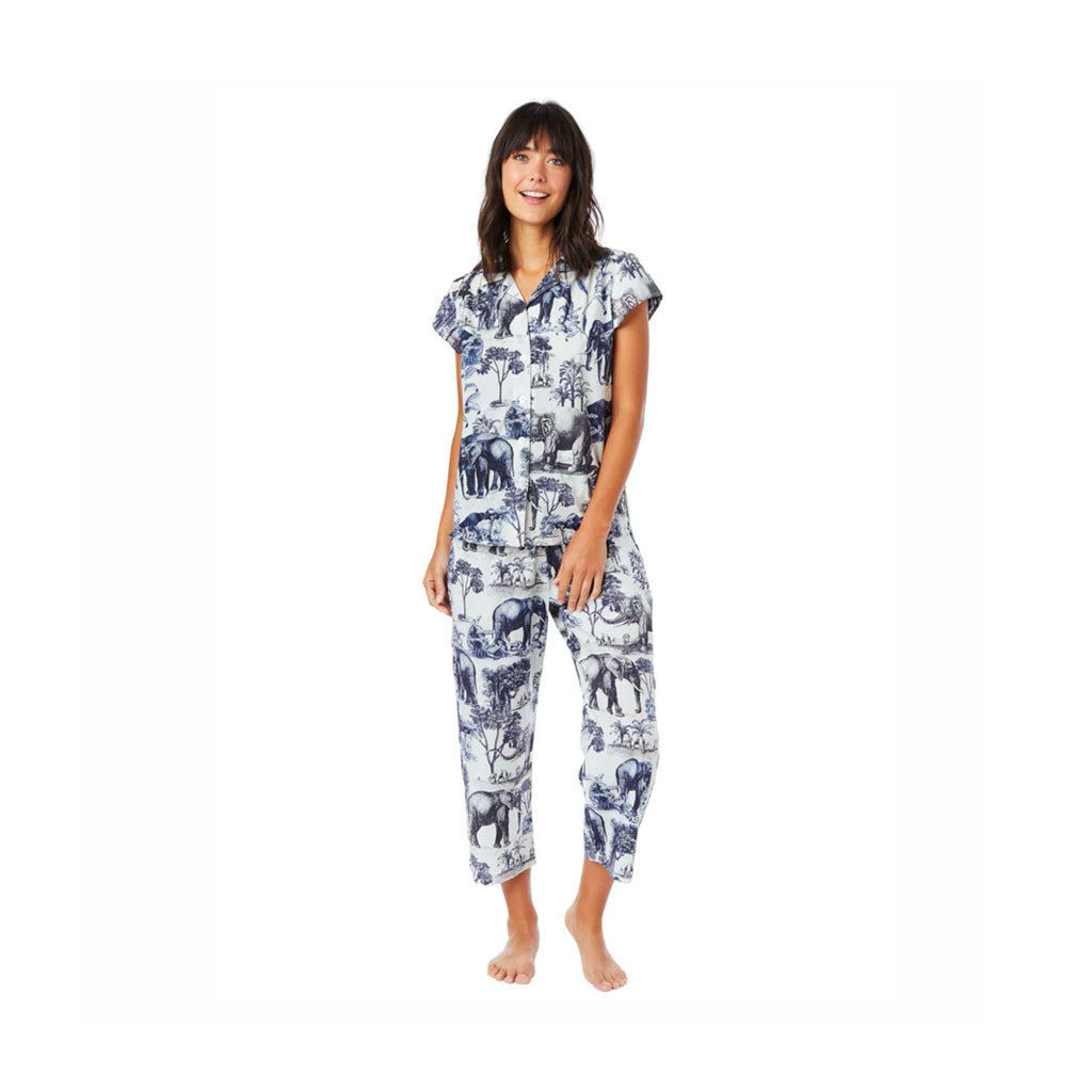 The Cat's Pajamas - Safari Toile Luxe Pima Cotton Capri